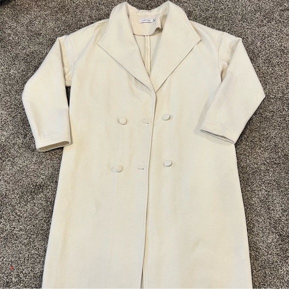 JustFab Cream Double-Breasted Coat - Picture 3 of 7